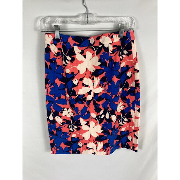 Halogen Blue Pink Floral Print Pencil Skirt Size 4 - Picture 2 of 4